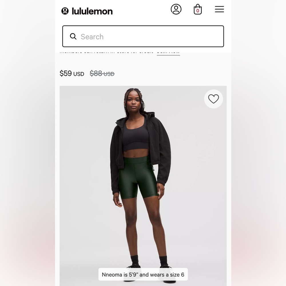 lululemon Satin Shine HR Short 6”-Size 12 in Rainforest Green